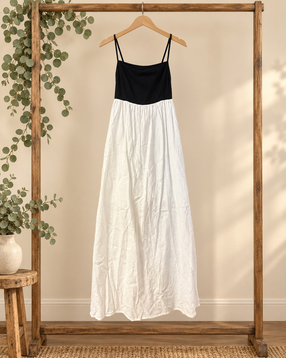 Abercrombie & Fitch Black White Maxi Dress Size M Spaghetti Strap Colorblock Pre